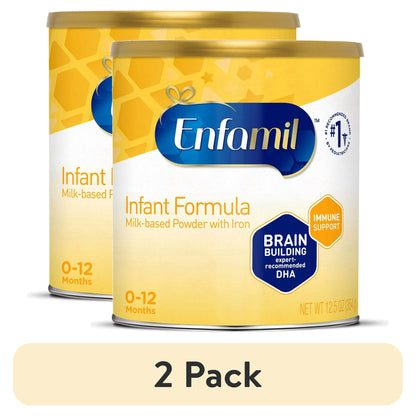Two cans of Infant Formula on a white background