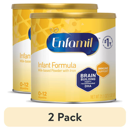 Two cans of Infant Formula on a white background