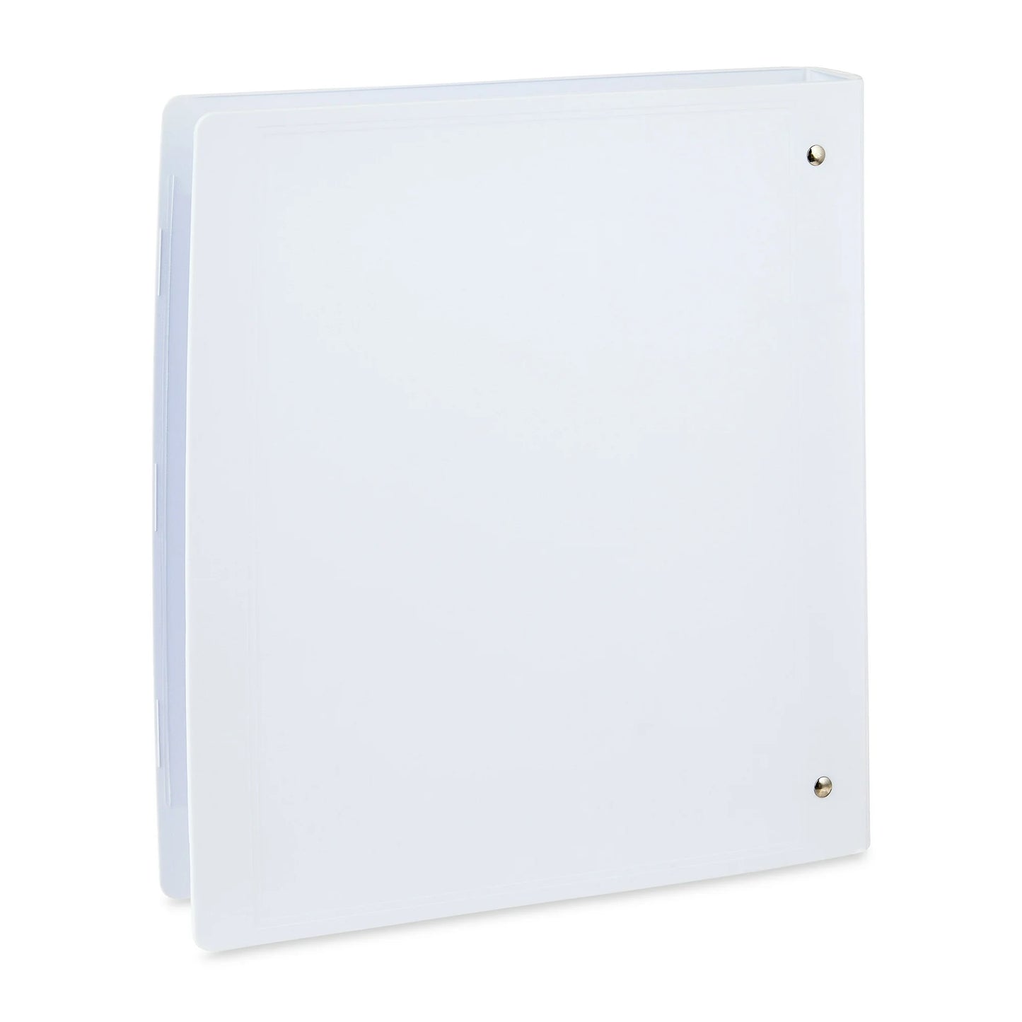 White binder cover with two binder clips on a white background