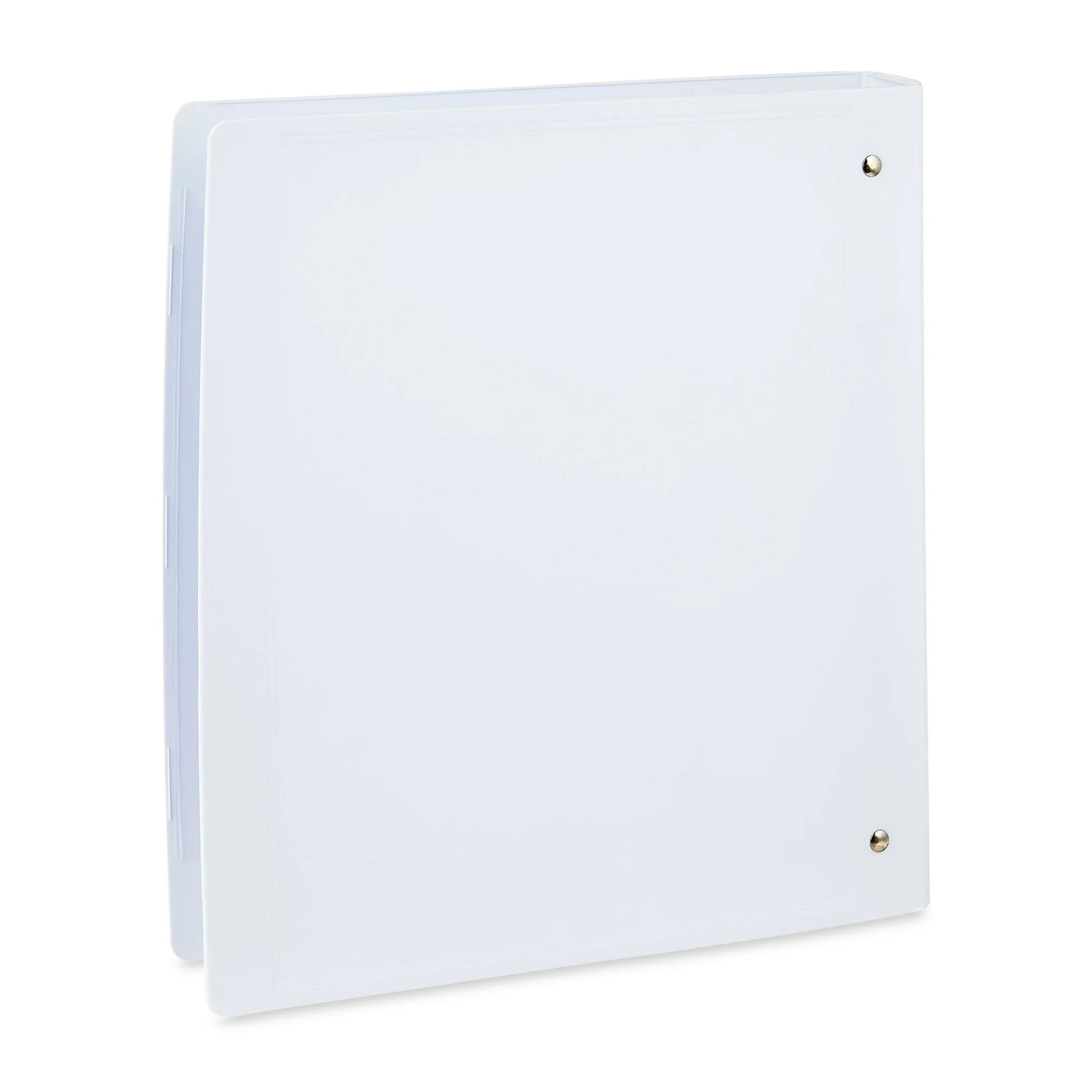 White binder cover with two binder clips on a white background