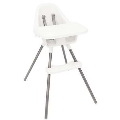 White high chair with gray legs on a white background