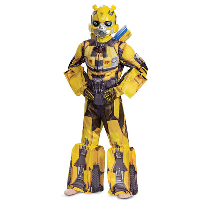 Yellow and black robot Halloween costume on a white background