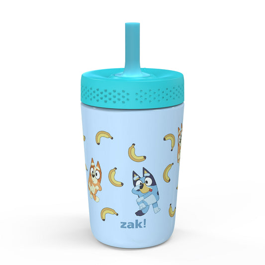 Zak Designs 12oz Kids Straw Tumbler, Stainless Steel Vacuum Insulated Kincaid Tumbler with Silicone Straw Utilizing Leak-Proof Valve, Travel Straw Tumbler