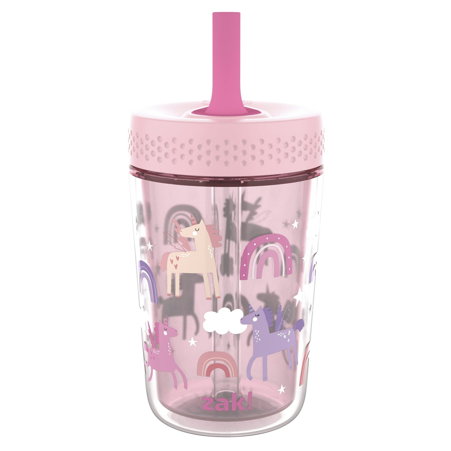 Zak Designs 12oz Kids Straw Tumbler, Double Wall Durable Plastic Tumbler with Silicone Straw Utilizing Leak-Proof Valve, Travel Straw Tumbler