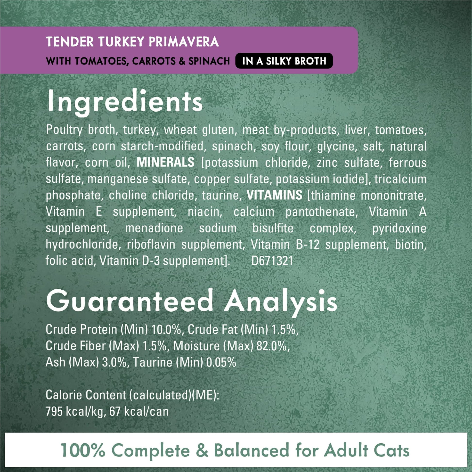 Image displaying text about the details of a Wet cat food