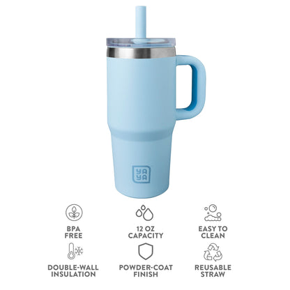 YAYA My First Travel Tumbler for Toddlers 3+ with Reusable Straw and Spill-Safe Lid, 12oz