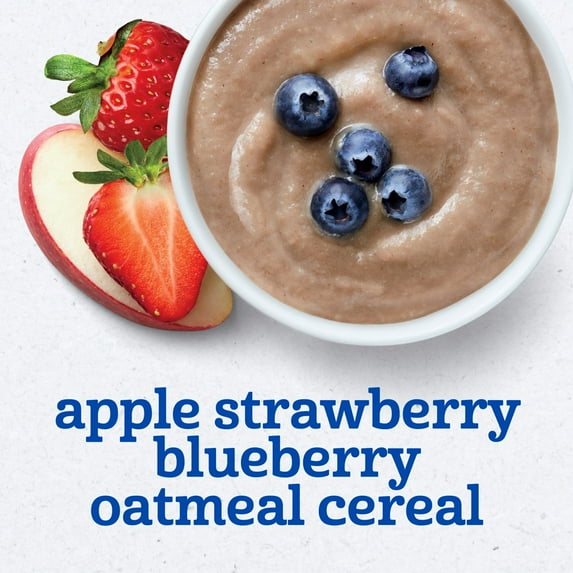 Gerber Stage 2 Baby Food, Apple Strawberry Blueberry Oatmeal Cereal Tub, Baby Cereal, 2PK 8 oz (8 pack)