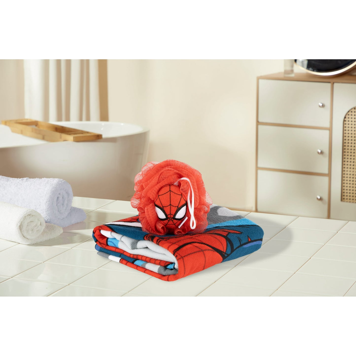 Spider-Man 3D Loofah, Kids, 5", Polyester, Red, Marvel