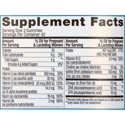 OLLY Prenatal Multivitamin Gummy for Women, Folic Acid, Vitamin D, Omega 3 DHA, 84 Ct