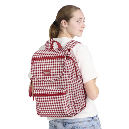 Women's top loader backpack featuring a roomy main compartment for laptops, books, and daily essentials.