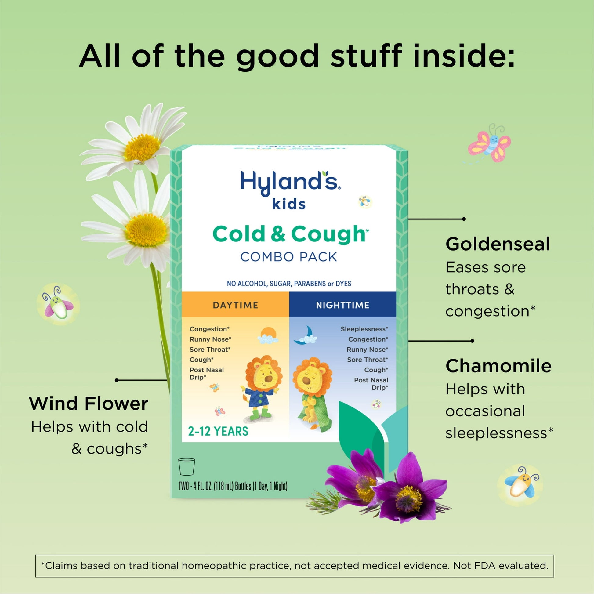 Image displaying text about ingredients and details of a gentle relief product