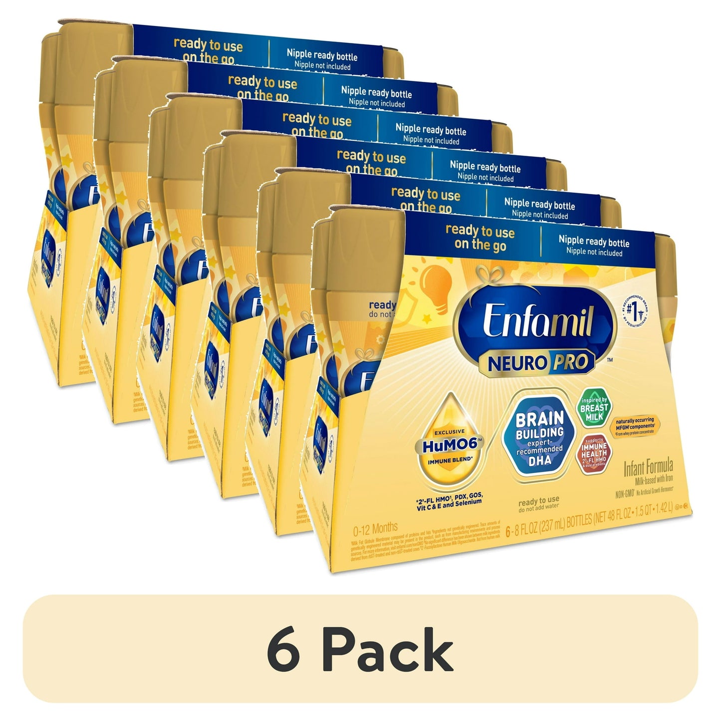 baby formula packages with a '6 Pack' label on a white background