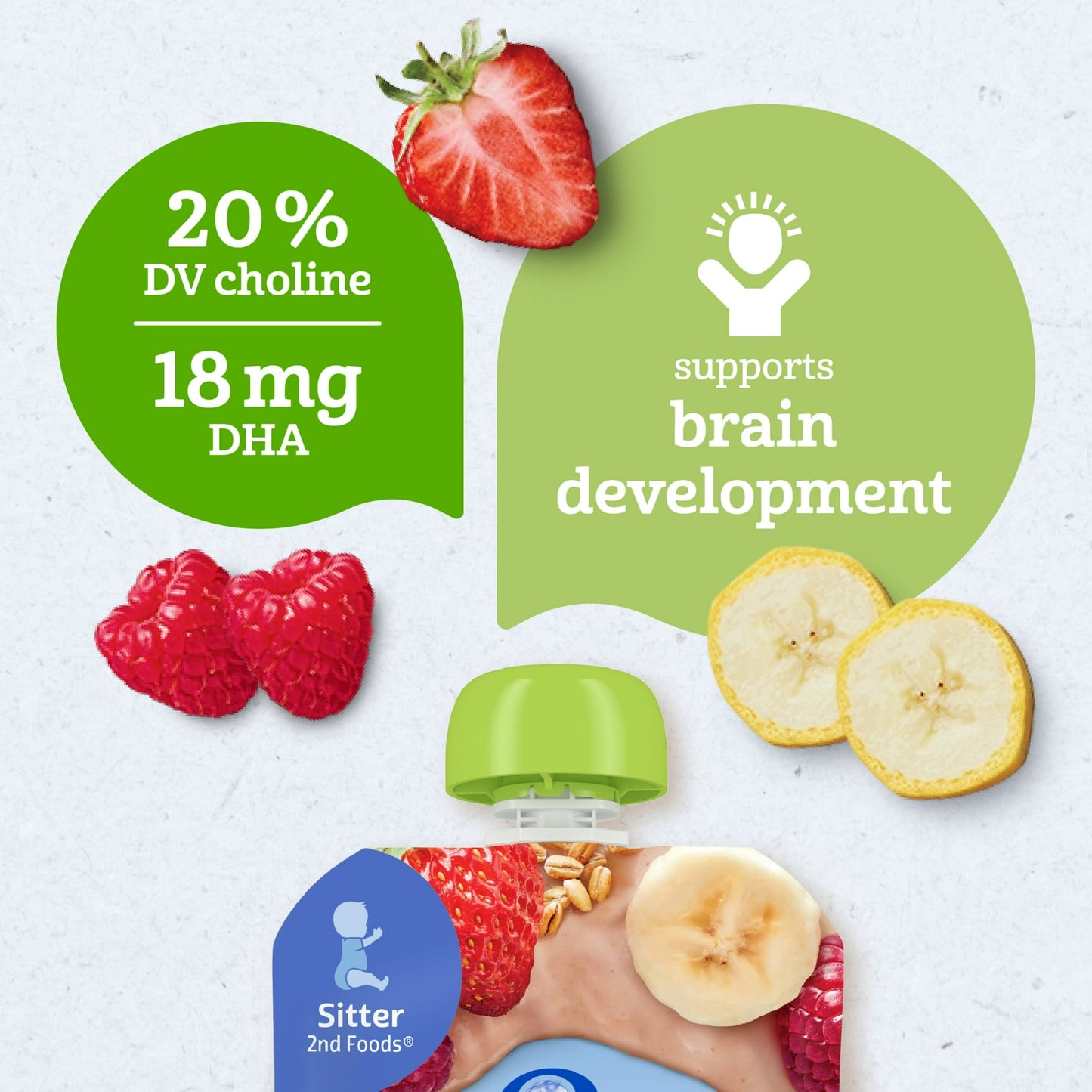 Gerber Stage 2 Baby Food, Organic Banana Strawberry Raspberry Oatmeal Puree, 3.5 oz Pouch