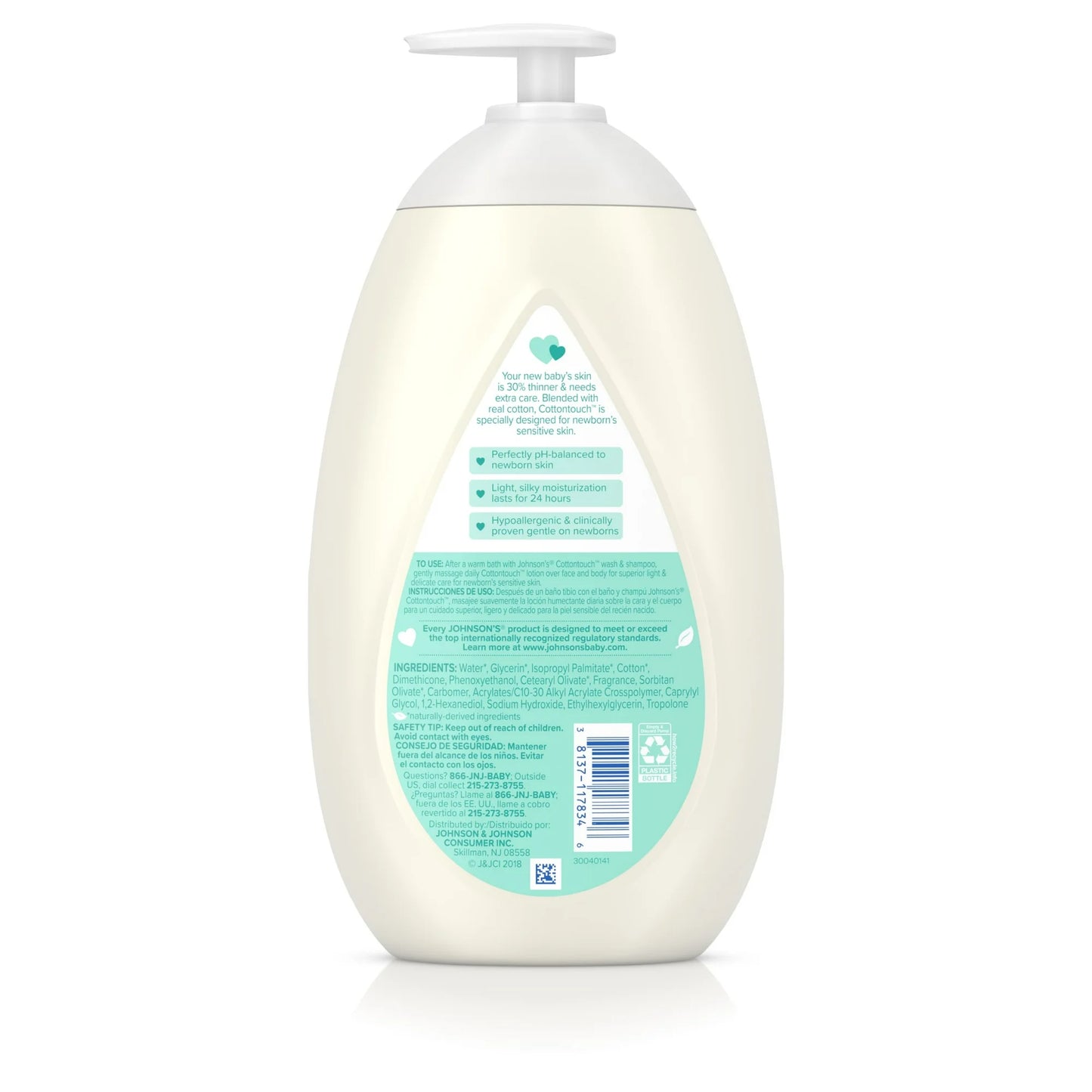 Johnson's CottonTouch Newborn Baby Face & Body Lotion, Hypoallergenic Moisturization for Skin - 27.1 fl oz