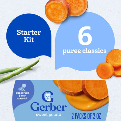 Gerber My 1st Veggies Starter Kit, Baby Food Puree, 2 oz Tubs, Variety (6 Pack)