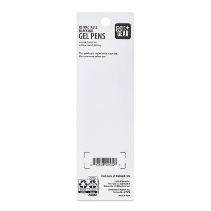 Pen+Gear Retractable Gel Pens, Medium Point, 0.7 mm, Black, 2 Count
