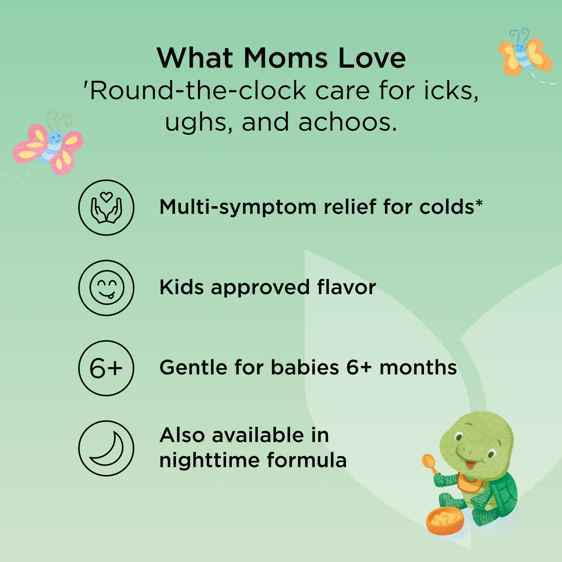 Image displaying text and details for gentle relief and care product, for children