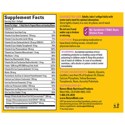 Nature Made Prenatal with Folic Acid + DHA Softgels, Prenatal Vitamin and Mineral Supplement, 70 Count