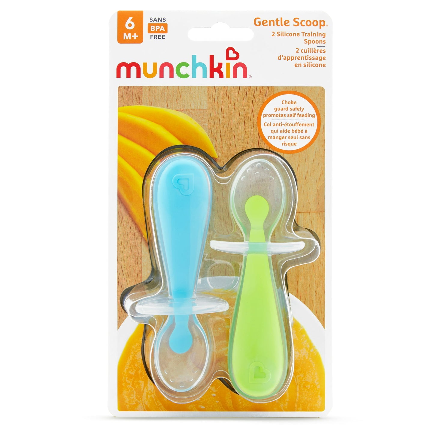 Munchkin Gentle Scoop Silicone Training Spoons, Blue/Green, Unisex