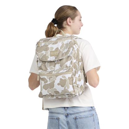 Women's top loader backpack featuring a roomy main compartment for laptops, books, and daily essentials.