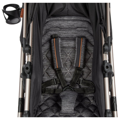 Image displaying a baby stroller with text about it's details
