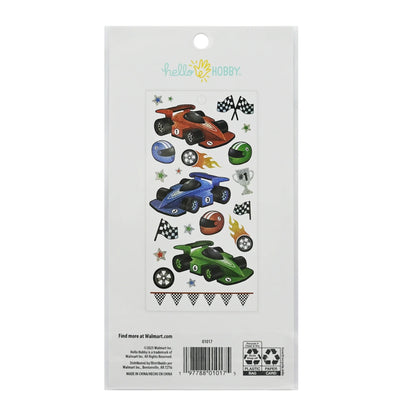 Hello Hobby Multicolor Race Car Themed Stickers, 22 Count