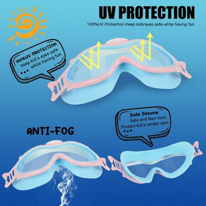 Kids Swim Goggles for Age 3-15 Boys Girls, 2 Pack Swimming Goggles Anti Fog No Leaking Anti Fog Kids Goggles and 2024 Upgraded Design with Ear Nose Plug