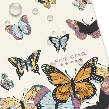 Five Star Butterflies 1 Subject Wide Ruled Notebook Plus Study App, 8" x 10.5", Flutter Fade, Poly, Spiral, 80 Sheets