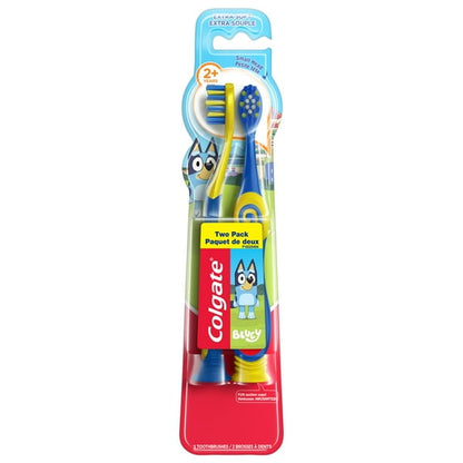 children's toothbrush set with packaging featuring Bluey character on a white background