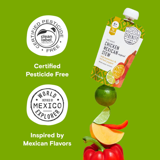 Serenity Kids Free Range Chicken Mexican Inspired Stew Stage 2 Baby Food, 3.5oz Pouch - 1 Count