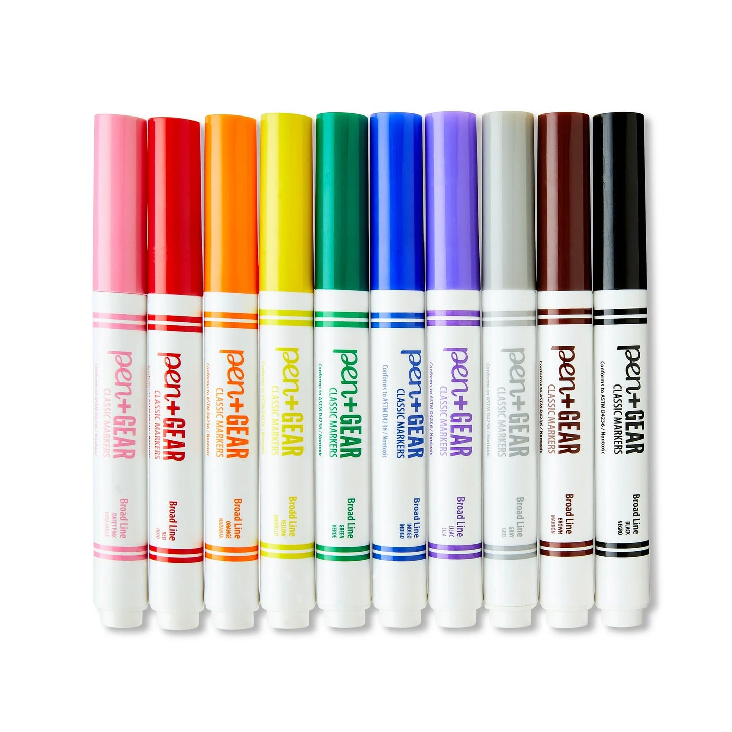 Pen+Gear Classic Markers, Broad Point, Assorted Colors, 10 Count