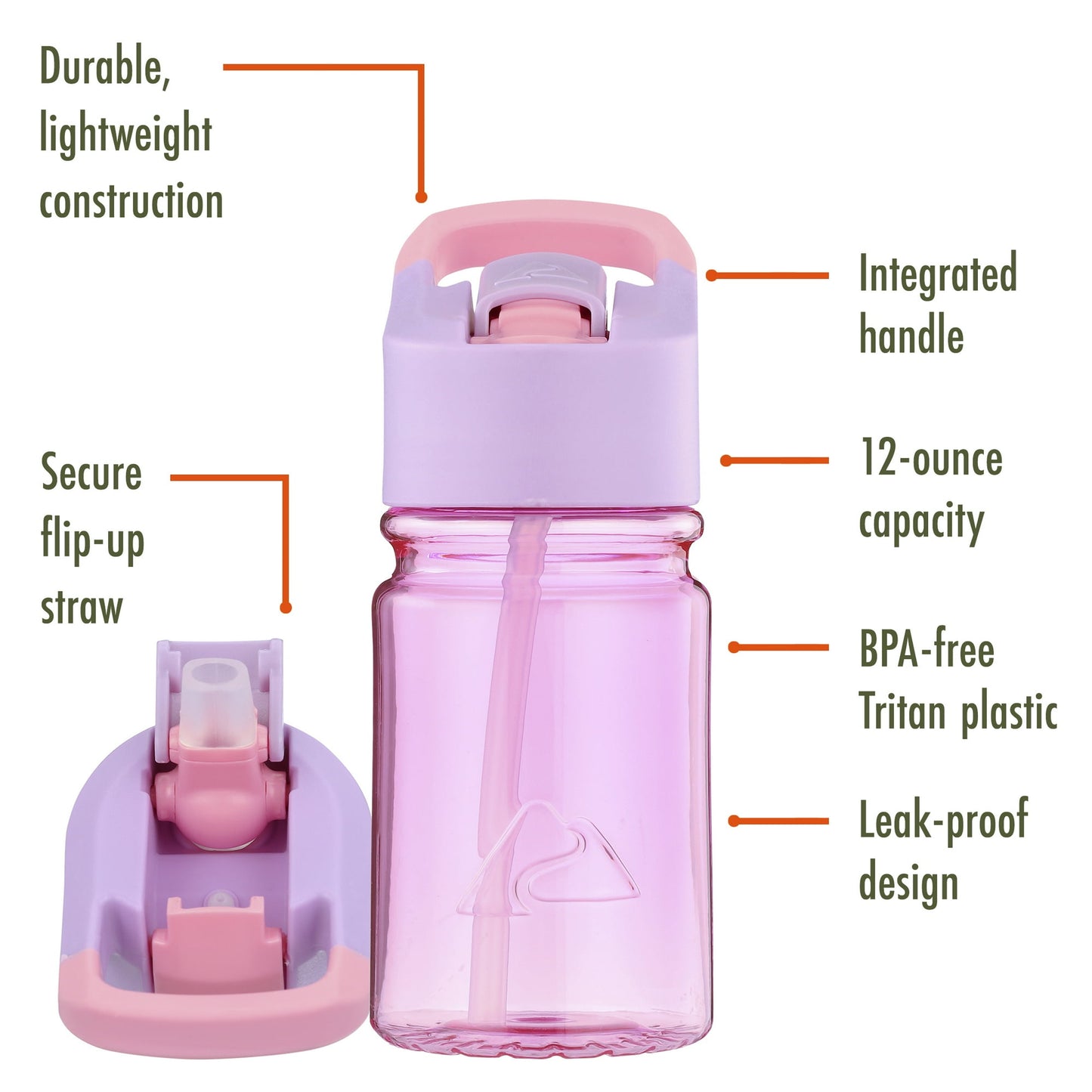 Ozark Trail 12 oz Kids Tritan Plastic Flip-Top Water Bottle