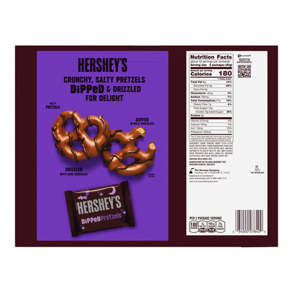 Hershey's Milk and Dark Chocolate Covered Halloween Dipped Pretzels, Box 14.1 oz, 20 Packs