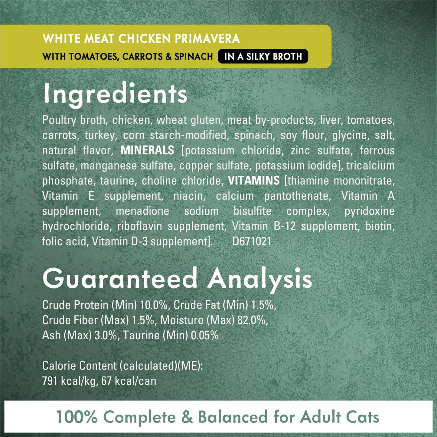 Image displaying text about the details of a Wet cat food