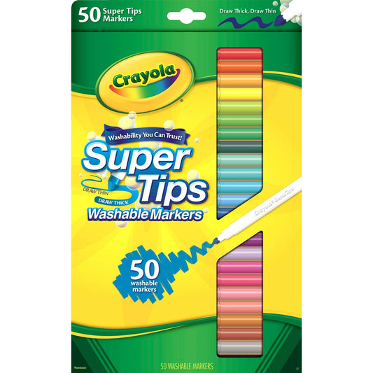 Crayola Super Tips Washable Markers for Kids, 50 Ct, Classroom Must Haves, Back to School Supplies, 3+