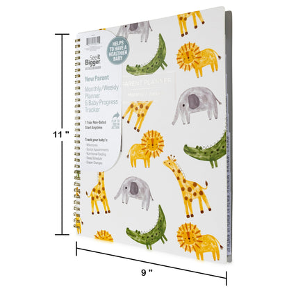 Image displaying a parent planner and it's dimensions