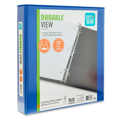 durable view binder packaging with blue and green accents.