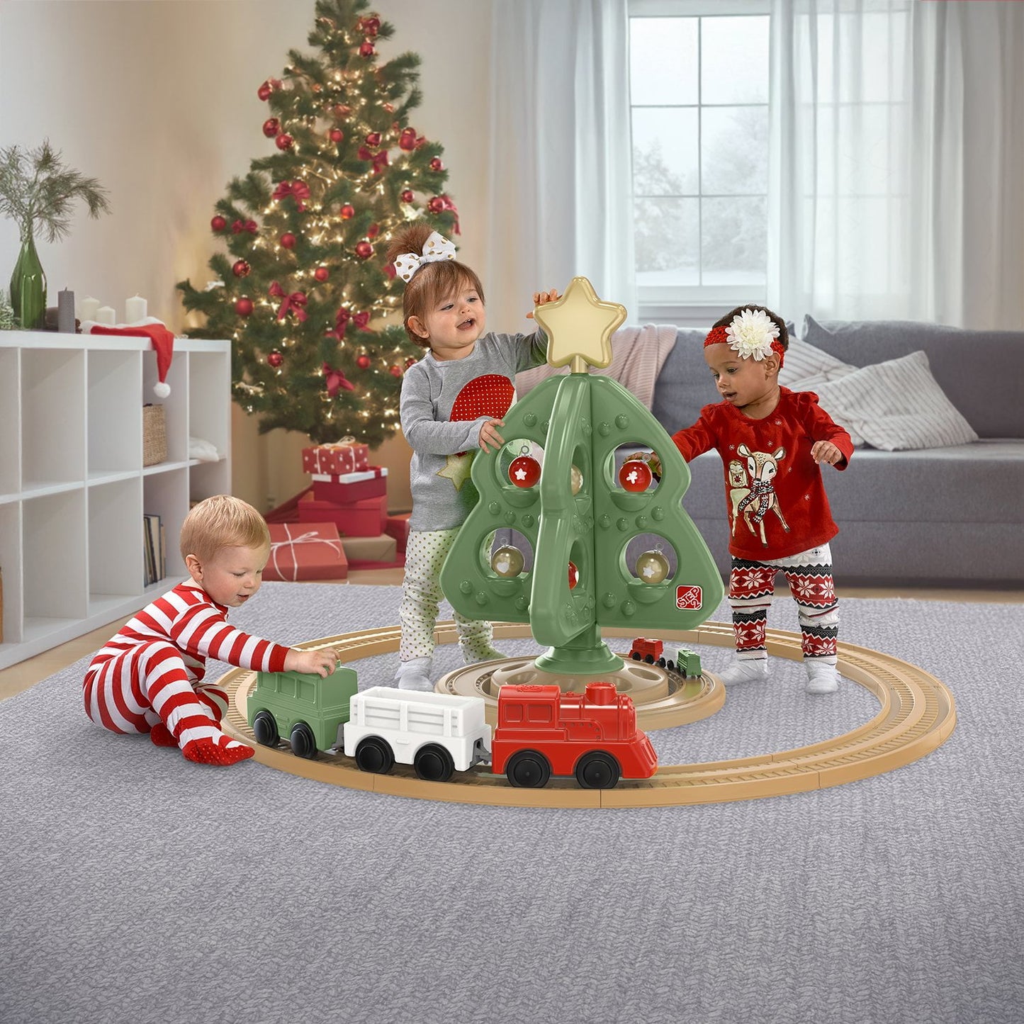 Festive Christmas holiday tree playset featuring a cheerful seasonal design, perfect for winter celebrations, imaginative play, and adding decorative charm to any home