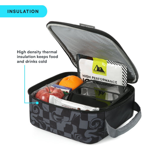 Insulated lunch bag displayed on a white background.