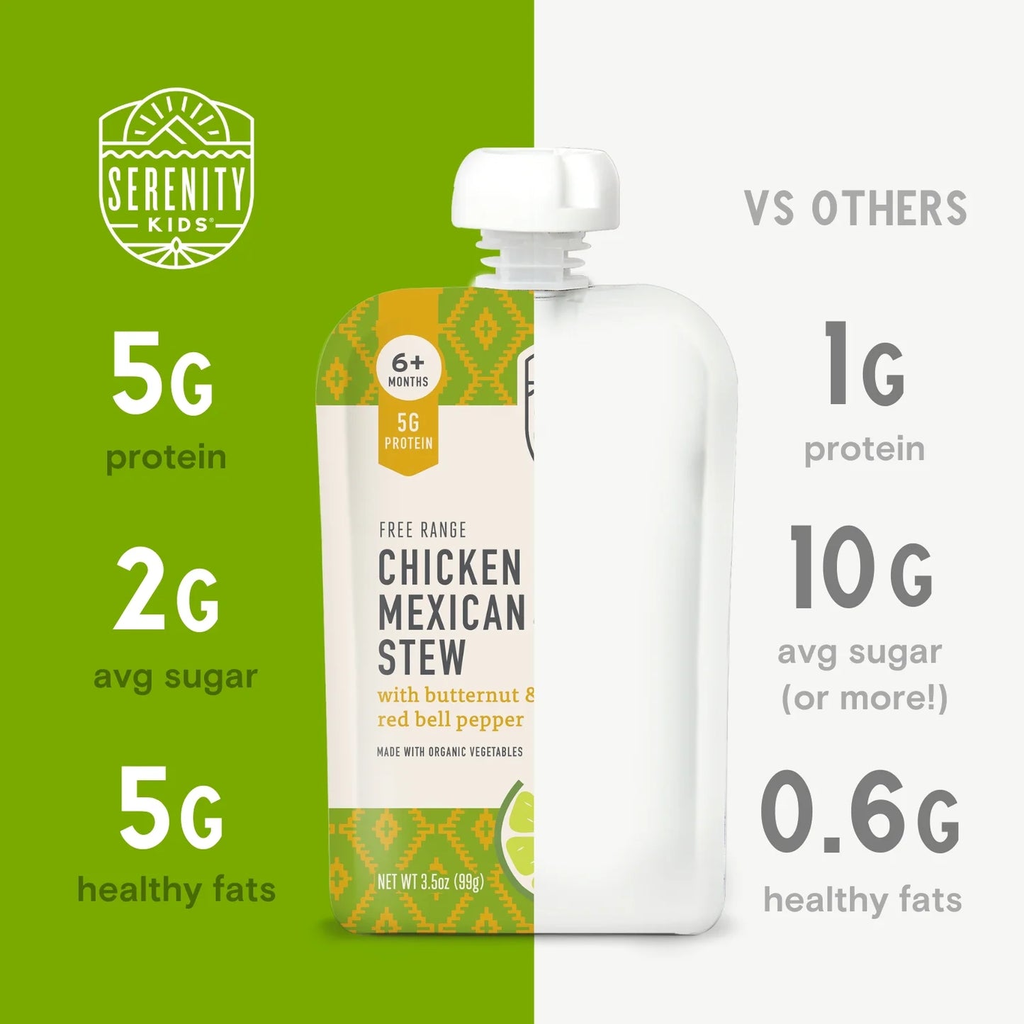Serenity Kids Free Range Chicken Mexican Inspired Stew Stage 2 Baby Food, 3.5oz Pouch - 1 Count