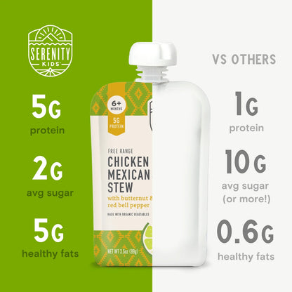 Serenity Kids Free Range Chicken Mexican Inspired Stew Stage 2 Baby Food, 3.5oz Pouch - 1 Count