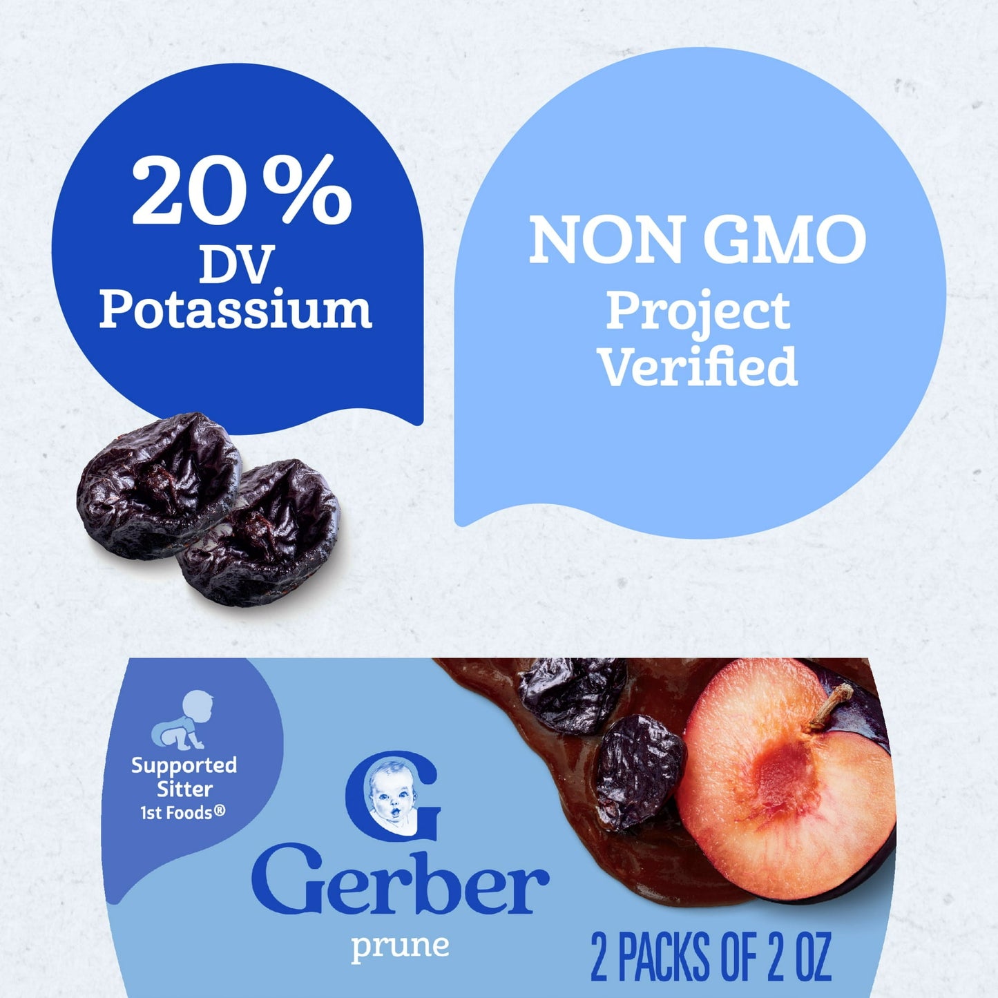 Gerber 1st Foods Baby Food, Prune, 2 oz Tubs