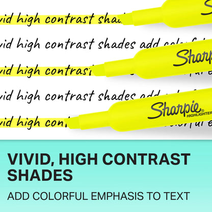 Sharpie Tank Style Highlighters, Chisel Tip, Fluorescent Yellow, 4 Count