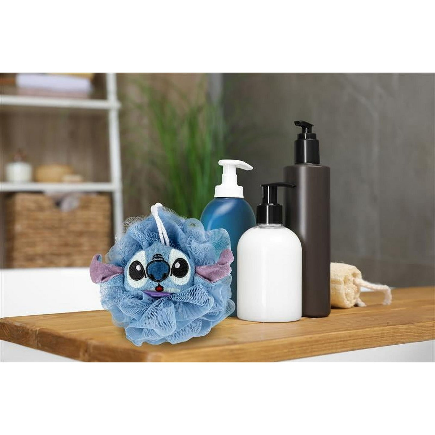 Stitch 3D Loofah, Kids, 5", Polyester, Blue, Disney
