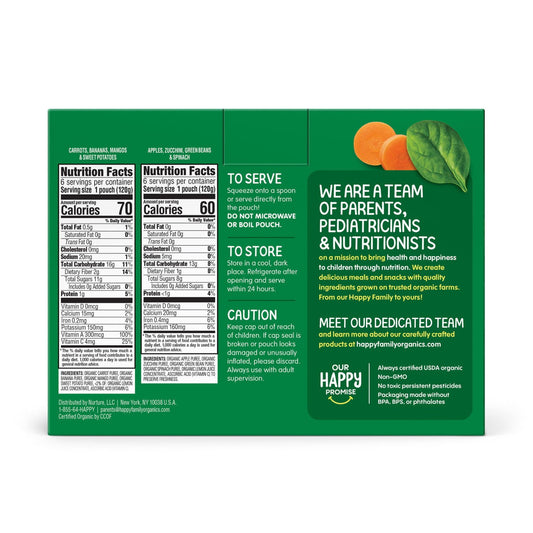 HappyTOT Organics Love My Veggies, Variety Pack, Stage 4 Pouch, 4.22 oz, 12 ct