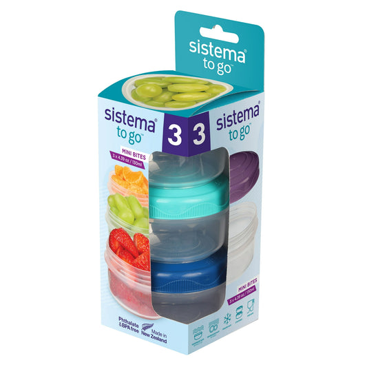 Sistema TO GO Round Mini Bites Food Storage Container, 3 Count