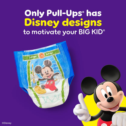 Potty training pants with Mickey Mouse design, alongside an image of Mickey Mouse