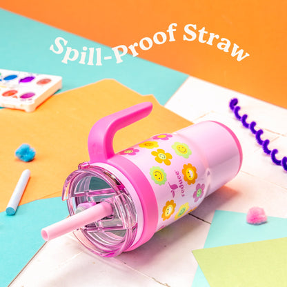 Reduce Coldee Kids Tumbler with Spill-Proof Straw Handle. Insulated Stainless Steel 18 oz