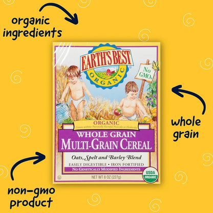 Earth's Best Organic Infant Cereal, Whole Multi-Grain, 8 oz. Box