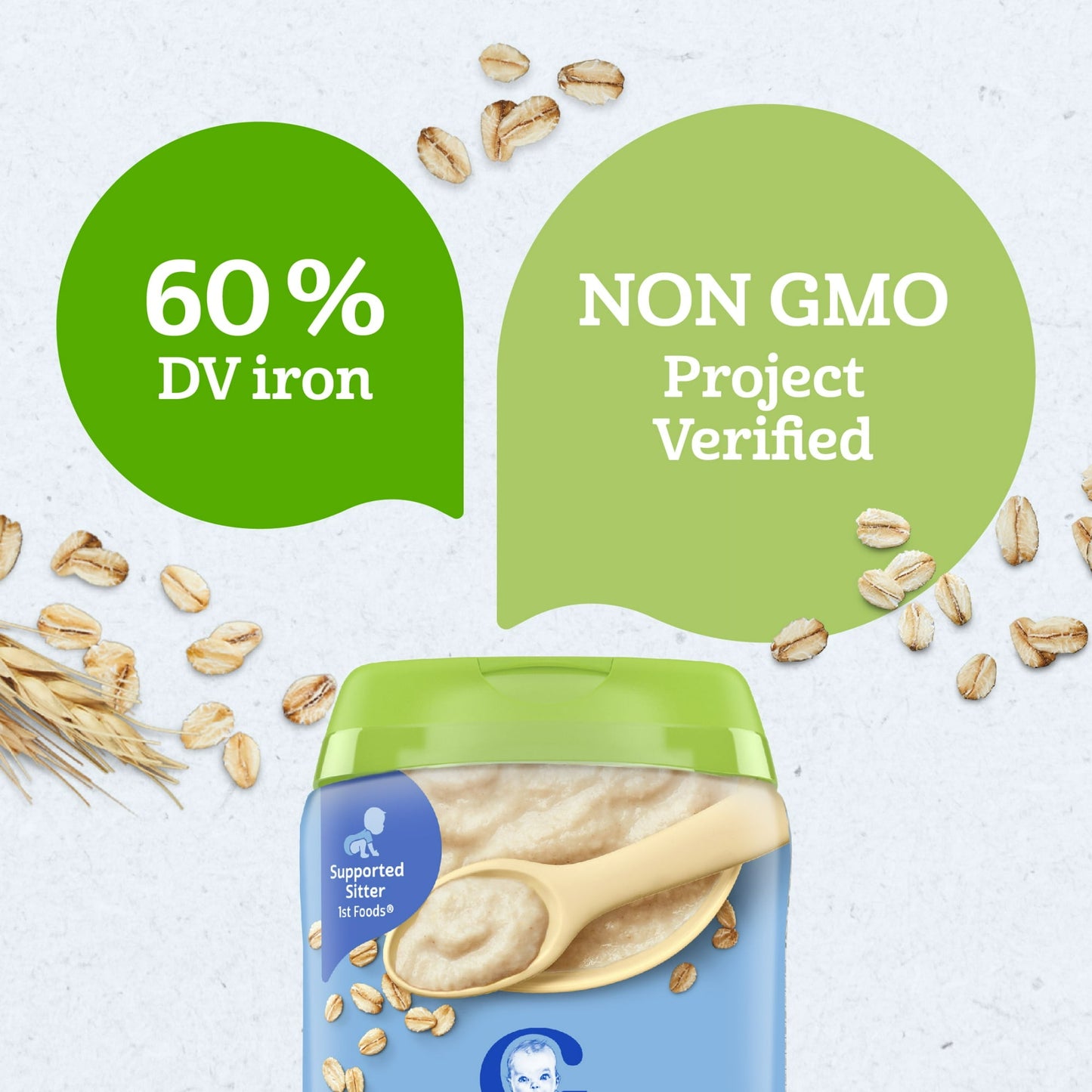 Gerber Stage 1 Baby Food, Organic Baby Oatmeal Cereal, 14g Whole Grains, Infant Cereal